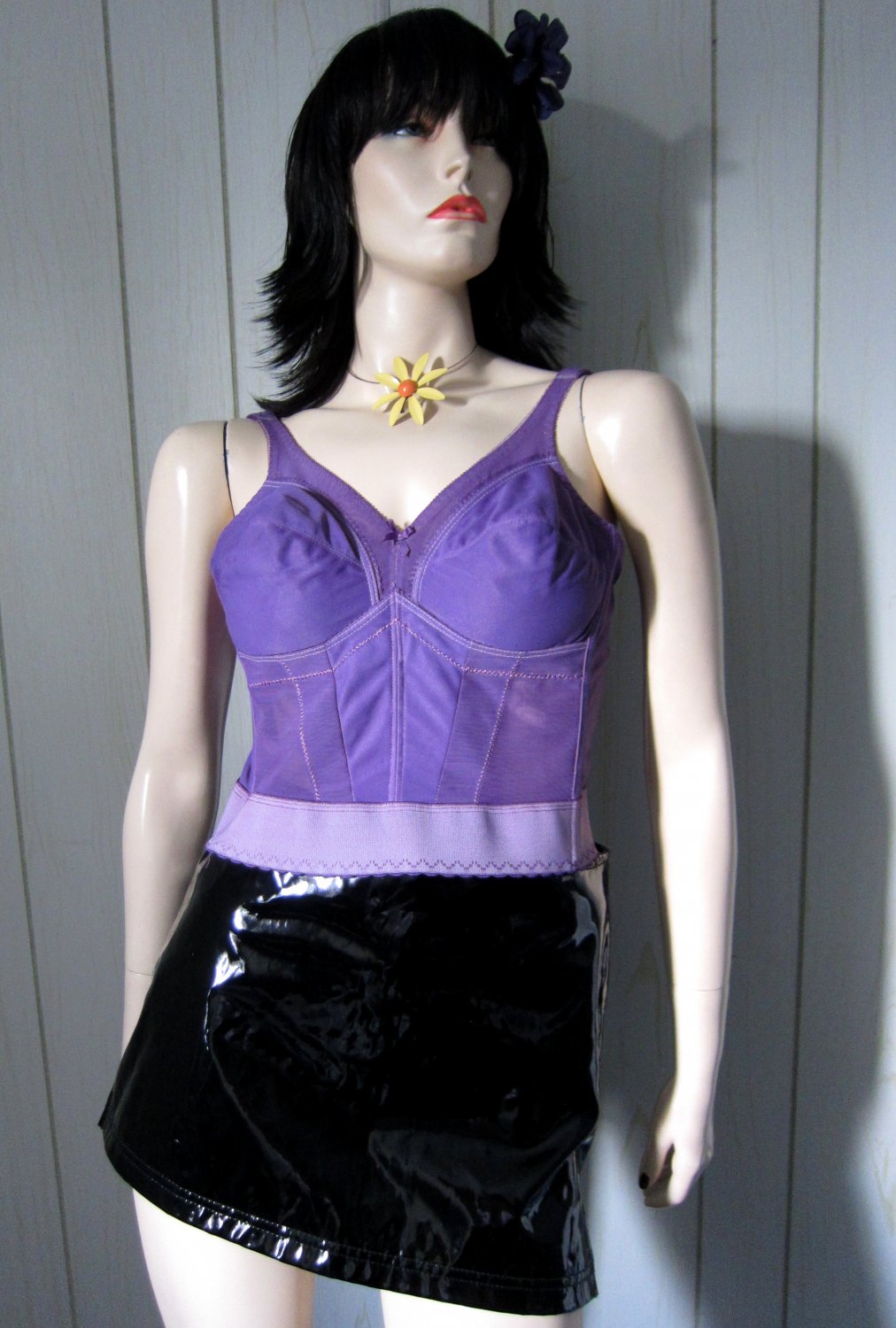 Vintage Purply Plum Perky Pinup Bullet Bra Bustier Top Sz 38b Retro 50s