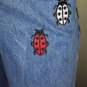 90s does 70s Vintage LEVIS Bell Bottom DENIM BLUE JEANS w Ladybugs Hippie Girl XS NWT
