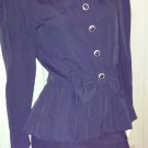 Vintage 80s Black Buttondown  Puff Slv Big Bow Jacket Sz 8