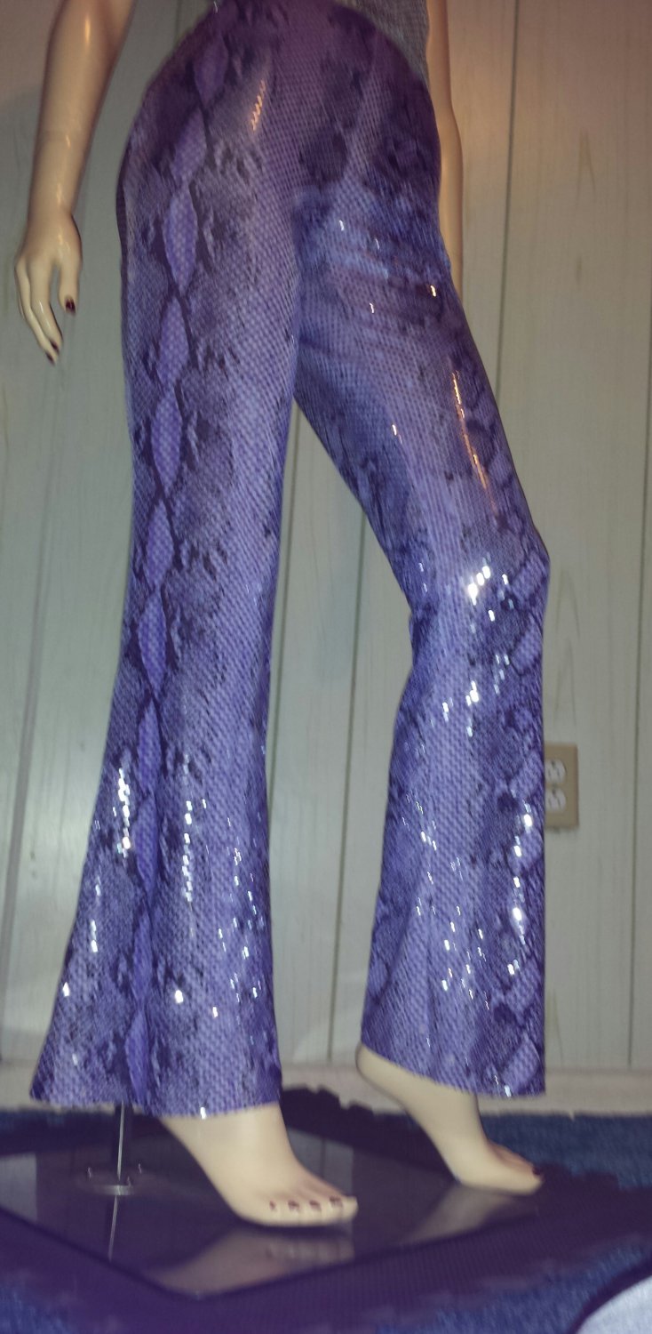 90s does 70s ROCK STAR Purple Snakeskin Shimmery Sequin GLAM Diva Bell ...