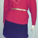 Vintage 80s Fiery RED Glitzy Sequin Embellished Angora Sweater Sz S