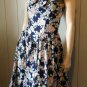 Vintage 80s Does 50s ALL THAT JAZZ Floral Print Circle Skirt Swing Kitten Party Dress Sz S 9/10