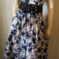Vintage 80s Does 50s ALL THAT JAZZ Floral Print Circle Skirt Swing Kitten Party Dress Sz S 9/10