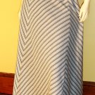 Vintage 70s Disco Glam Metallic Silver Chevron Striped Shimmery Glitter A-line Maxi Skirt XS NWT