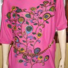 GLITTERAMA 70s 80s Pink Paisley Psychedelic MOD Batwing Tunic Top Mini-dress disco glam