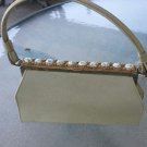 Vintage 40s 50s Glamour Girl Milk Glass & Tiny Pearls Embellished Handbag Purse Vintage 40s 50s Glamour Girl Milk Glass & Tiny Pearls Embellished Handbag Purse