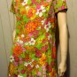 60s Psychedelic Neon Flower Power Mod Shift Mini Dress w/ Jacket S/M