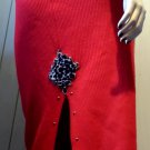 Vintage 80s Pinup Rockabilly Racy Red w/ Leopard Print & Studs Formfit Pencil Sweater Skirt