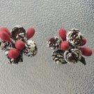 Vintage 50s Snow Covered Pinecones w Holly Berries Christmas Holiday Clip On Earrings Vintage 50s Snow Covered Pinecones w Holly Berries Christmas Holiday Clip On Earrings