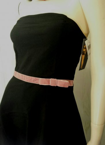VTG Ruby Rox Black Strapless w Velvet Bow Rockabilly Pinup Doll Retro Party Dress MINT NWT Sz 5