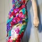 Vintage 80s BOMBSHELL BB Collections Watercolor Floral Party Pencil Dress XS