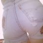 Rockabilly Gal Classic Blue Denim LEVI'S Cut Off Jean Shorts w Bandana Patches ooak SZ 31