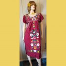 70s Boho Hippie Girl MEXICAN HAND EMBROIDERED Red Puff Slv Tunic Dress S 70s Boho Hippie Girl MEXICAN HAND EMBROIDERED Red Puff Slv Tunic Dress S