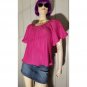 HOT ELECTRIC PINK 70's BOHO DISCO TOP Crystal Pleat Angel Slvs NWT