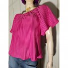 HOT ELECTRIC PINK 70's BOHO DISCO TOP Crystal Pleat Angel Slvs NWT HOT ELECTRIC PINK 70's BOHO DISCO TOP Crystal Pleat Angel Slvs NWT