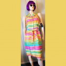 Vintage 90s MOD David Warren Silk Rainbow Striped Dress NWT Size 8