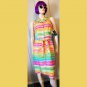 Vintage 90s MOD David Warren Silk Rainbow Striped Dress NWT Size 8