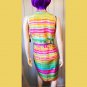 Vintage 90s MOD David Warren Silk Rainbow Striped Dress NWT Size 8