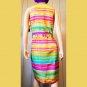 Vintage 90s MOD David Warren Silk Rainbow Striped Dress NWT Size 8