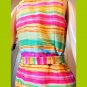 Vintage 90s MOD David Warren Silk Rainbow Striped Dress NWT Size 8