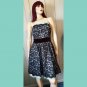 NWT Retro Glam Aqua Beaded Black Lace Overlay Pinup Prom Party Babydoll Mini Dress SZ 6