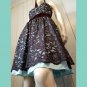 NWT Retro Glam Aqua Beaded Black Lace Overlay Pinup Prom Party Babydoll Mini Dress SZ 6
