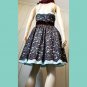 NWT Retro Glam Aqua Beaded Black Lace Overlay Pinup Prom Party Babydoll Mini Dress SZ 6