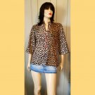 Vintage 70s Catgirl Leopard Print Flairy Sleeve V-neck Top Size 10 M Vintage 70s Catgirl Leopard Print Flairy Sleeve V-neck Top Size 10 M