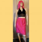 Vintage 80s 90s Glam Hot Neon Pink Beaded Pencil Skirt Size 6 S/XS