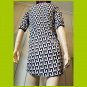 Retro MOD Black & White Funky Abstract OP-ART Print Mini Dress Shirtdress Size S