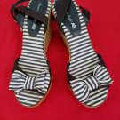 Vintage Retro Pinup Bowtie Peep-toe Espadrille Wedge Sandals Size 8W Vintage Retro Pinup Bowtie Peep-toe Espadrille Wedge Sandals Size 8W