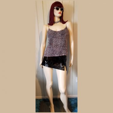 Vintage 90s Chiffon Leopard Print Sexy Bettie Page style Camisole Top Size S