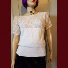 MINT NWT Vintage 80's JORDACHE White Peek-A-Boo Crochet Knit Slouchy Sweater Top