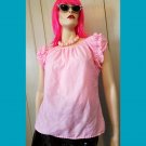 Vintage 70s MOD Barbie Pink Puffy Ruffle Sleeve Top