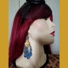 Vintage 60s 70s Boho Blue Beaded Dangle Fashion Earrings