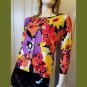 Retro MOD NEON Flower Power Button down Cardigan Sweater Top