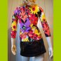Retro MOD NEON Flower Power Button down Cardigan Sweater Top