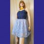 Vintage Y2K BOHO Blue Denim & Lace Fit & Flare Babydoll Mini Dress SZ Girl’s L
