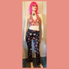 Vintage 90s does 60s Low Rise Flower Power Polyester Hip Hugger Pants SZ S/XS