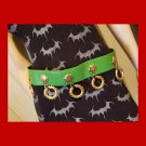 Vintage 80s Funky NEON GREEN Dangling Brass Rings Chunky Leather Belt Mondi Accessories W Germany