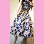 Vintage 80s Does 50s ALL THAT JAZZ Floral Print Circle Skirt Swing Kitten Party Dress Sz S 9/10