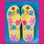 Vintage 90s does 70s Retro Flower-Power Beaded Platform Flip Flops Summer Shoes NWT NOS Size M 7/8