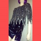 Ultimate GLITZY GLAM Vintage Silver Sequin FLAME Hem Beaded Silk DISCO PARTY Top S/M 70s 80s Ultimate GLITZY GLAM Vintage Silver Sequin FLAME Hem Beaded Silk DISCO PARTY Top S/M 70s 80s
