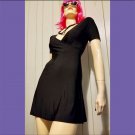 Vintage 90s Betsey Johnson Sexy Black Stretchy Lycra Babydoll Mini Dress Size S