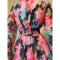Vintage 70s Psychedelic MOD Neon Flower-Power Chiffon Maxi Dress Gown S