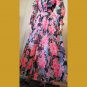 Vintage 70s Psychedelic MOD Neon Flower-Power Chiffon Maxi Dress Gown S