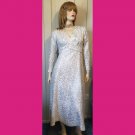 Vintage MOD 60s Ultra Glittery Glam Silver Metallic Lurex Maxi Party Dress Size S
