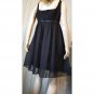 Retro Goth Gal Sheer Black Chiffon Overlay Babydoll Party Mini Dress SZ 10