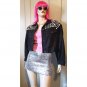 Ultimate Vintage 80s PUNK Atomic Space Age MOD Black Denim Jacket Studded with Mirrors wOw!
