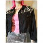 Ultimate Vintage 80s PUNK Atomic Space Age MOD Black Denim Jacket Studded with Mirrors wOw!